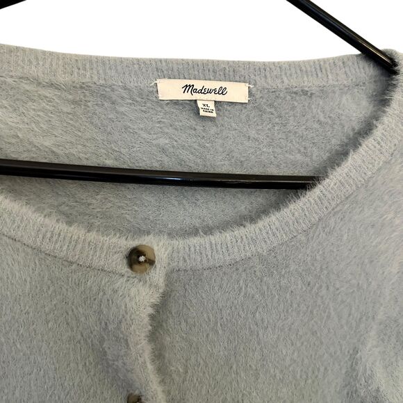 Madewell Light Blue Fuzzy Button-Up Scoop Neck Cardigan – Size XL - Picture 5 of 6